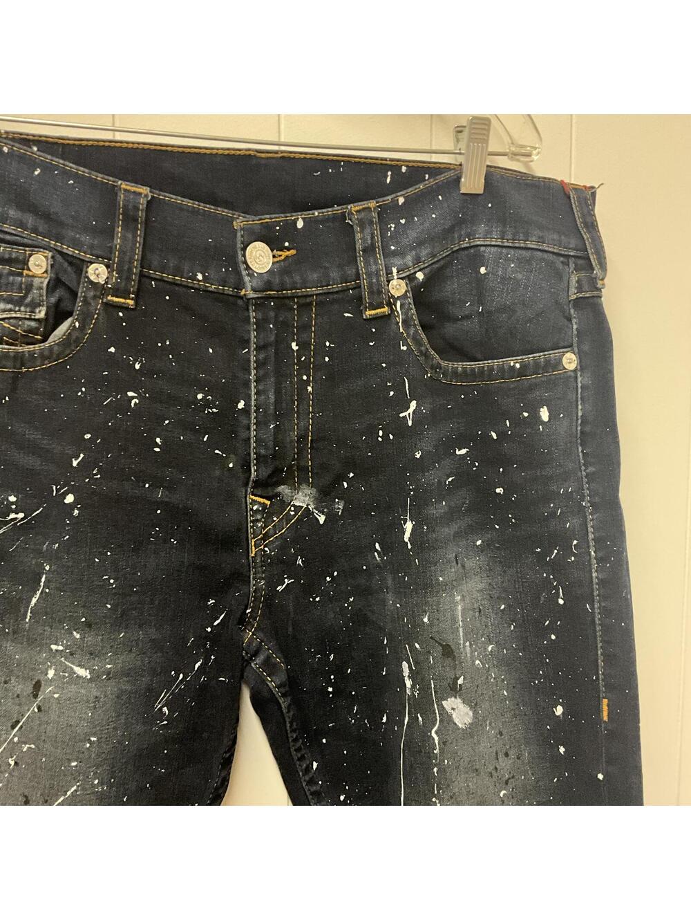 True Religion Men's Rocco Big T Paint Splatter Skinny Jean with Rips 36 - Picture 3 of 13